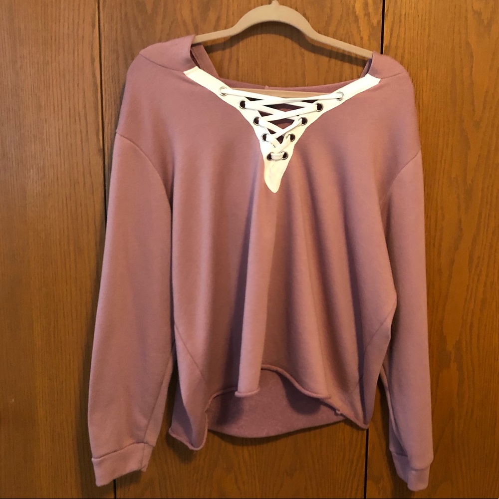 Rue21 criss cross tie up crop hoodie 1X